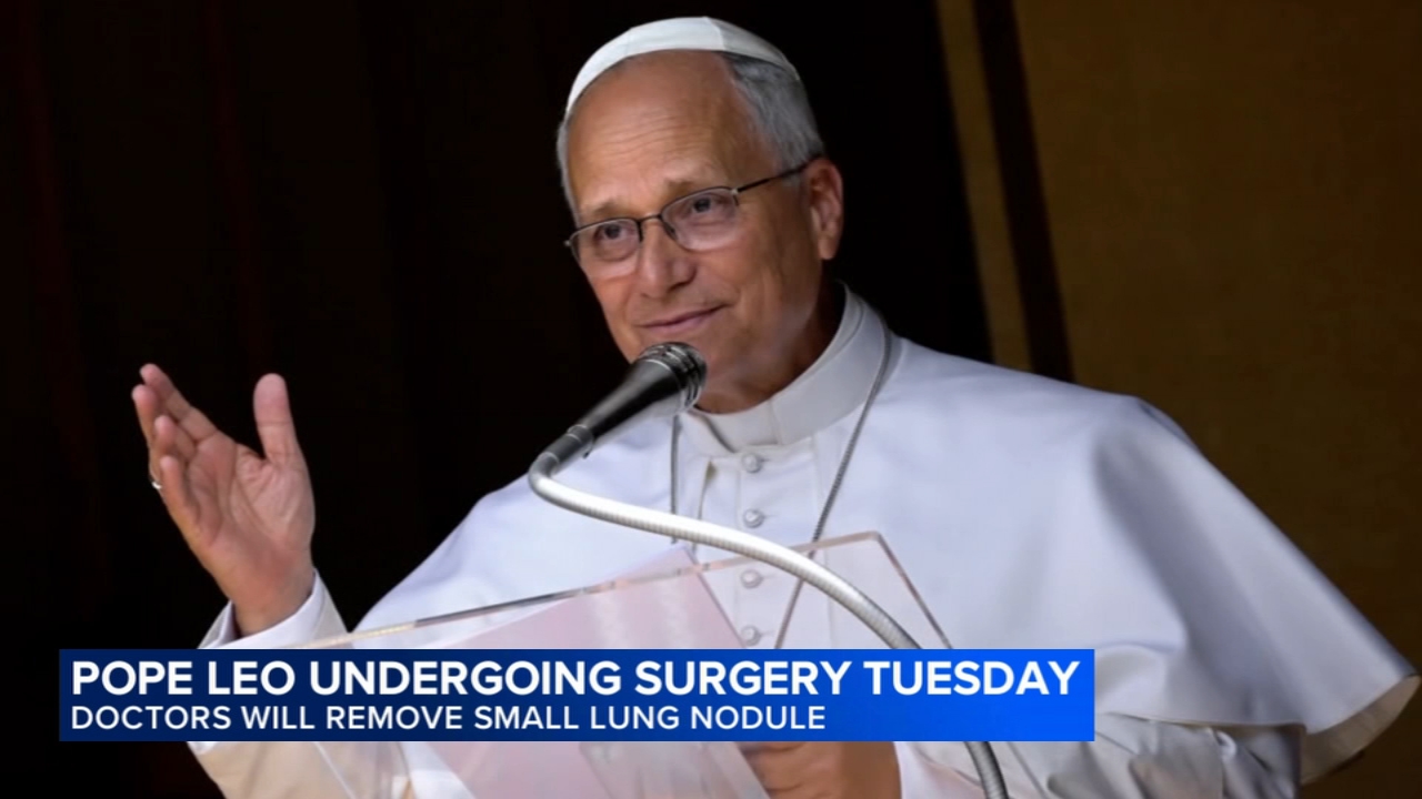 Pope Leo heads to hospital ahead of surgery to remove lung nodule

       — ABC 7 Bay Area, Yountville Health news