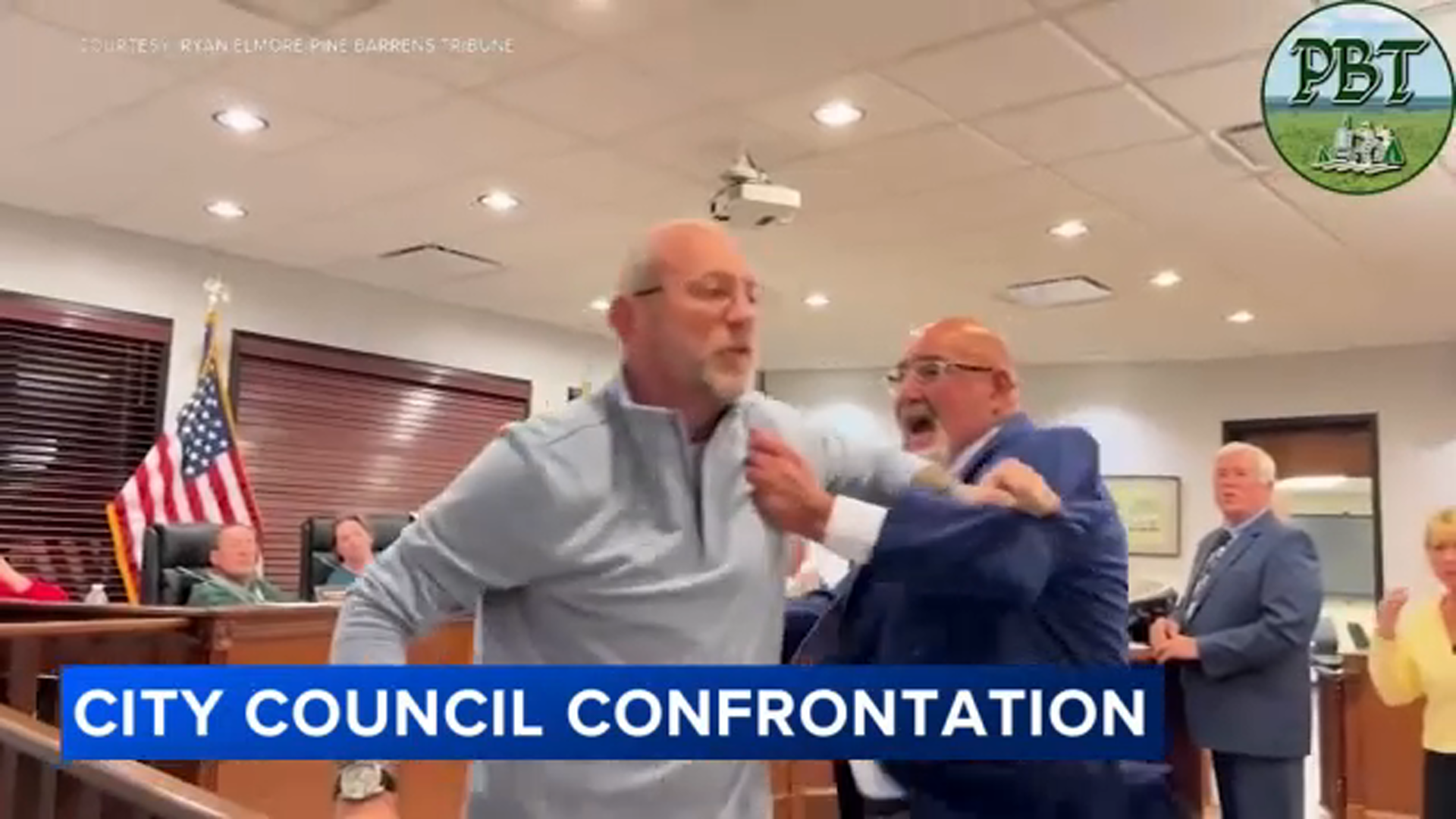 Video shows Pemberton, New Jersey Mayor Matthew Bianchini charging at resident during council meeting
— ABC 7 Bay Area