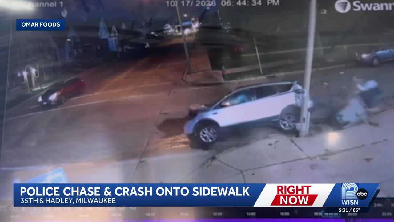 Video: Milwaukee police chase ends with crash onto sidewalk — WISN 12 Milwaukee, Yountville Community news