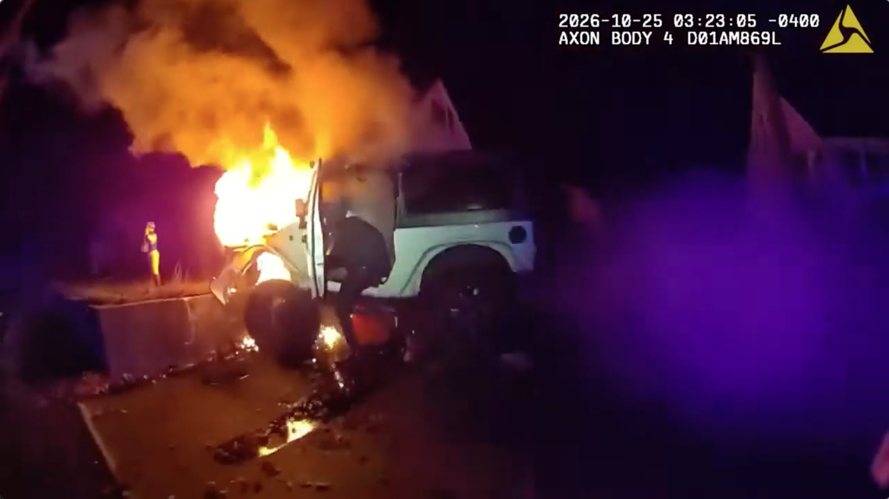 Bodycam video shows police rescuing man from burning Jeep after crash; driver facing multiple charges — KTVU FOX 2 Bay Area, Yountville Community news